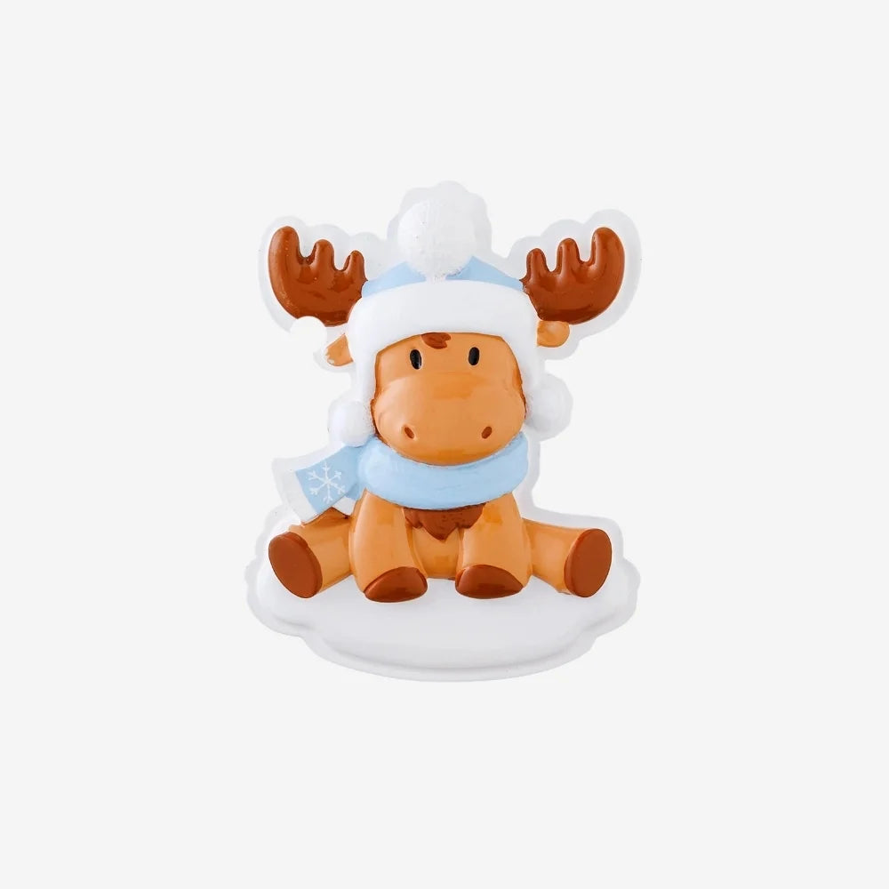 Moose Baby Blue Personalized Christmas Ornament