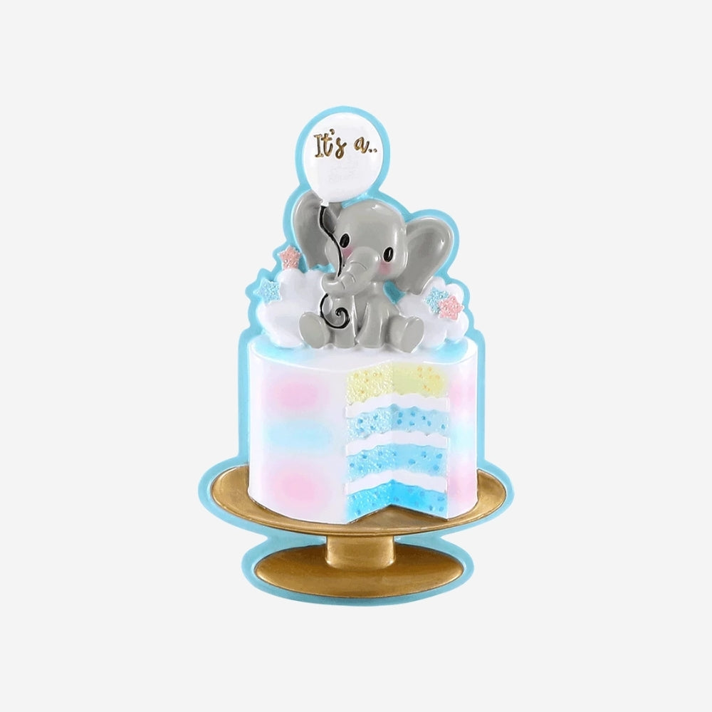 Gender Reveal Cake Blue Personalized Christmas Ornament