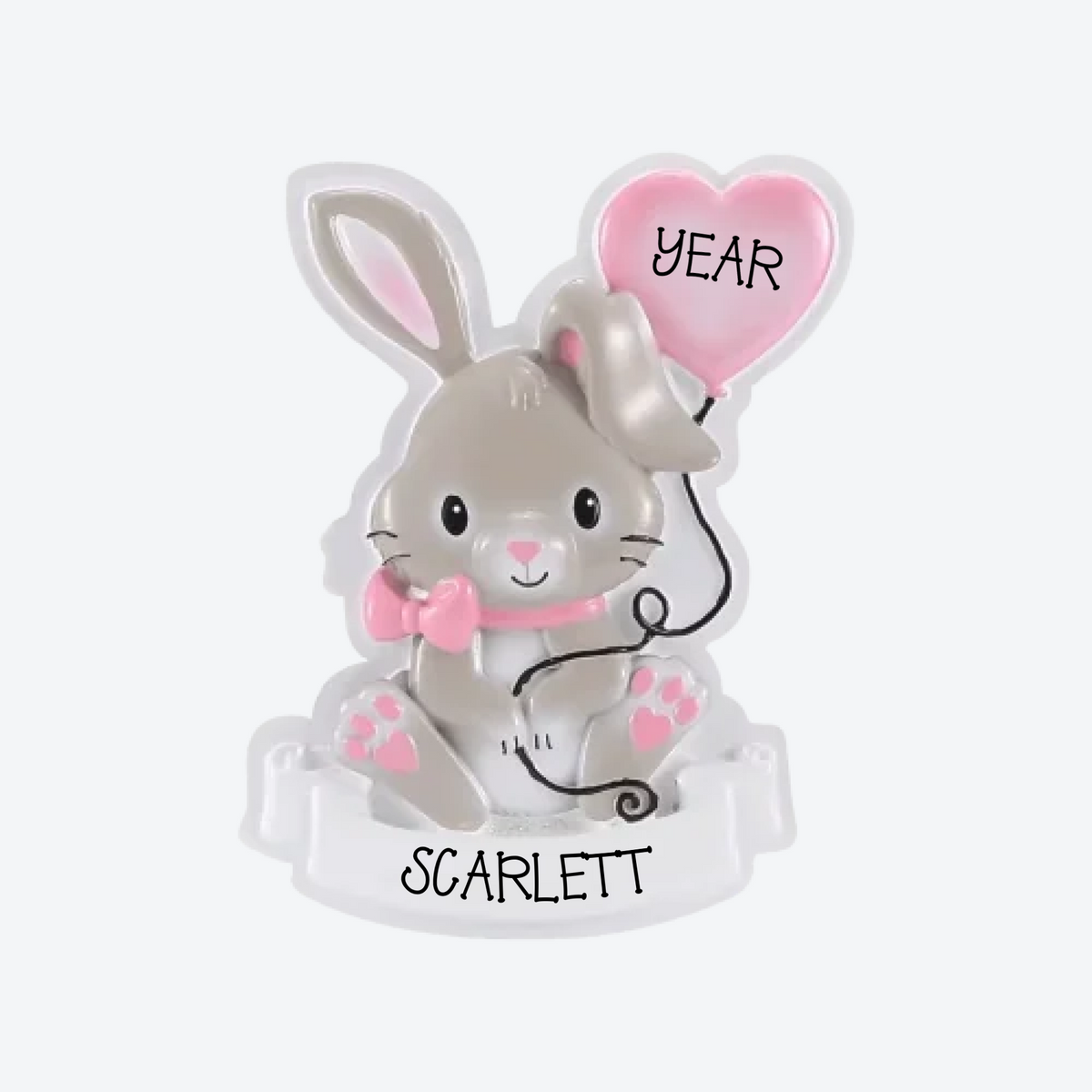 Cutesy Bunny Pink Personalized Christmas Ornament
