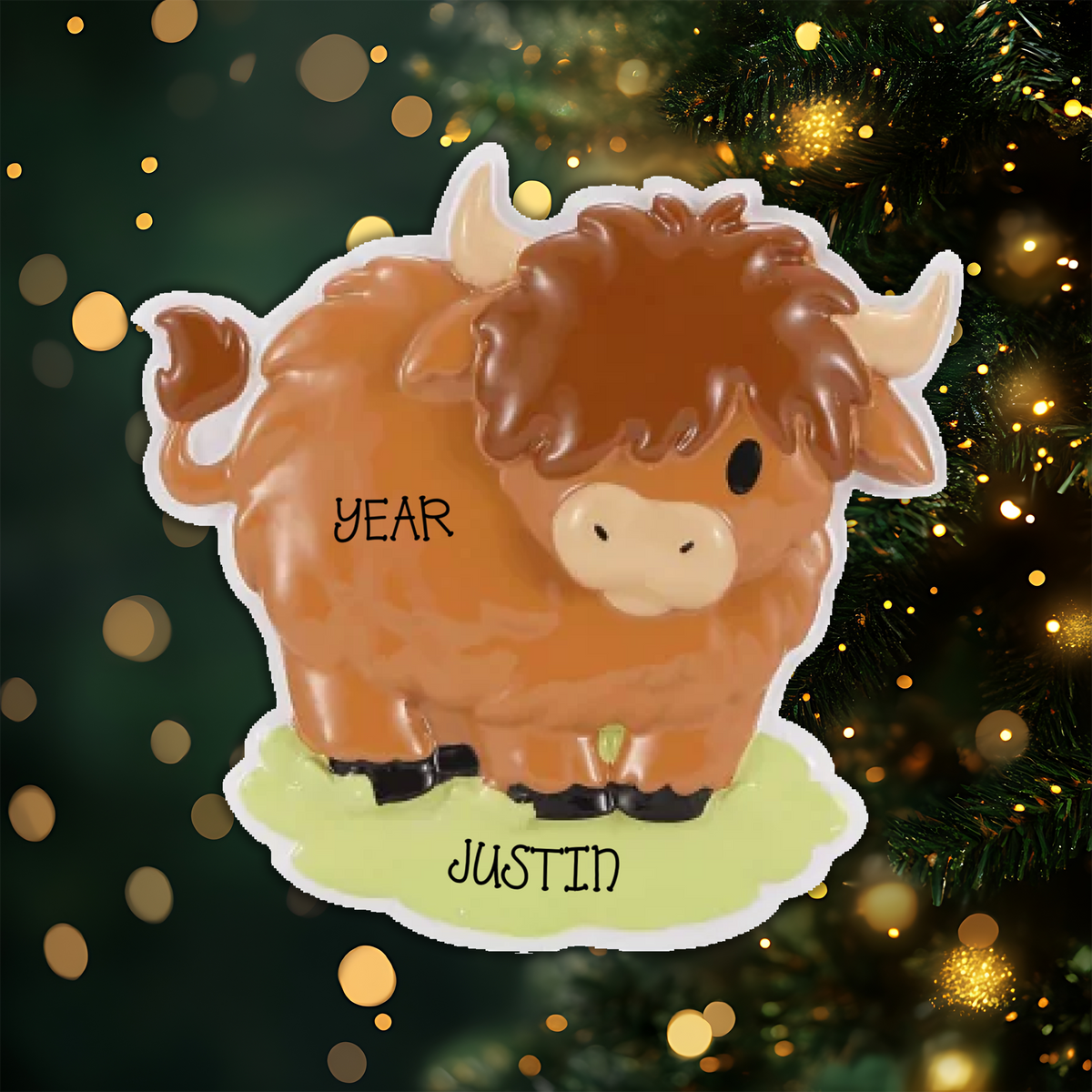 Highland Cow Personalized Christmas Ornament