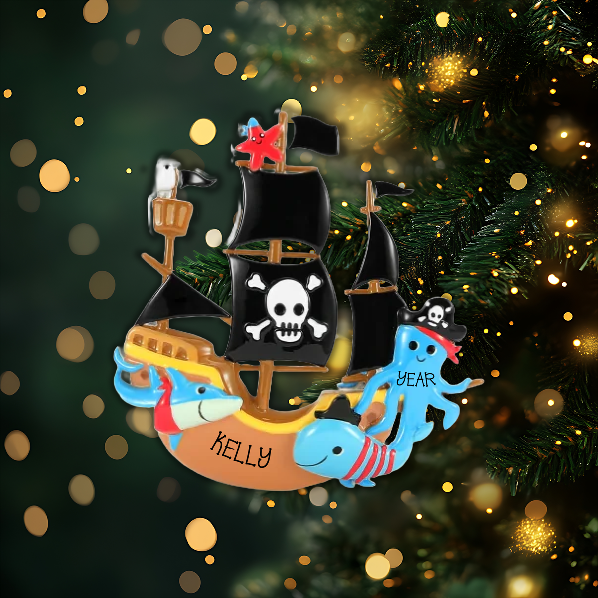 New Pirate Ship Personalized Christmas Ornament