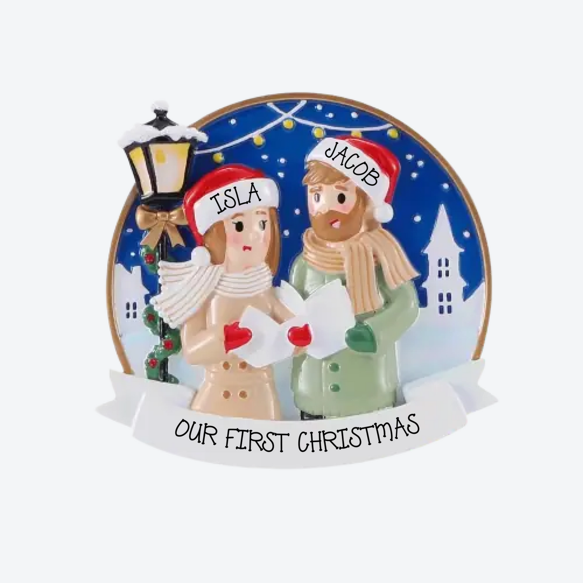 Caroling Couple Personalized Christmas Ornament