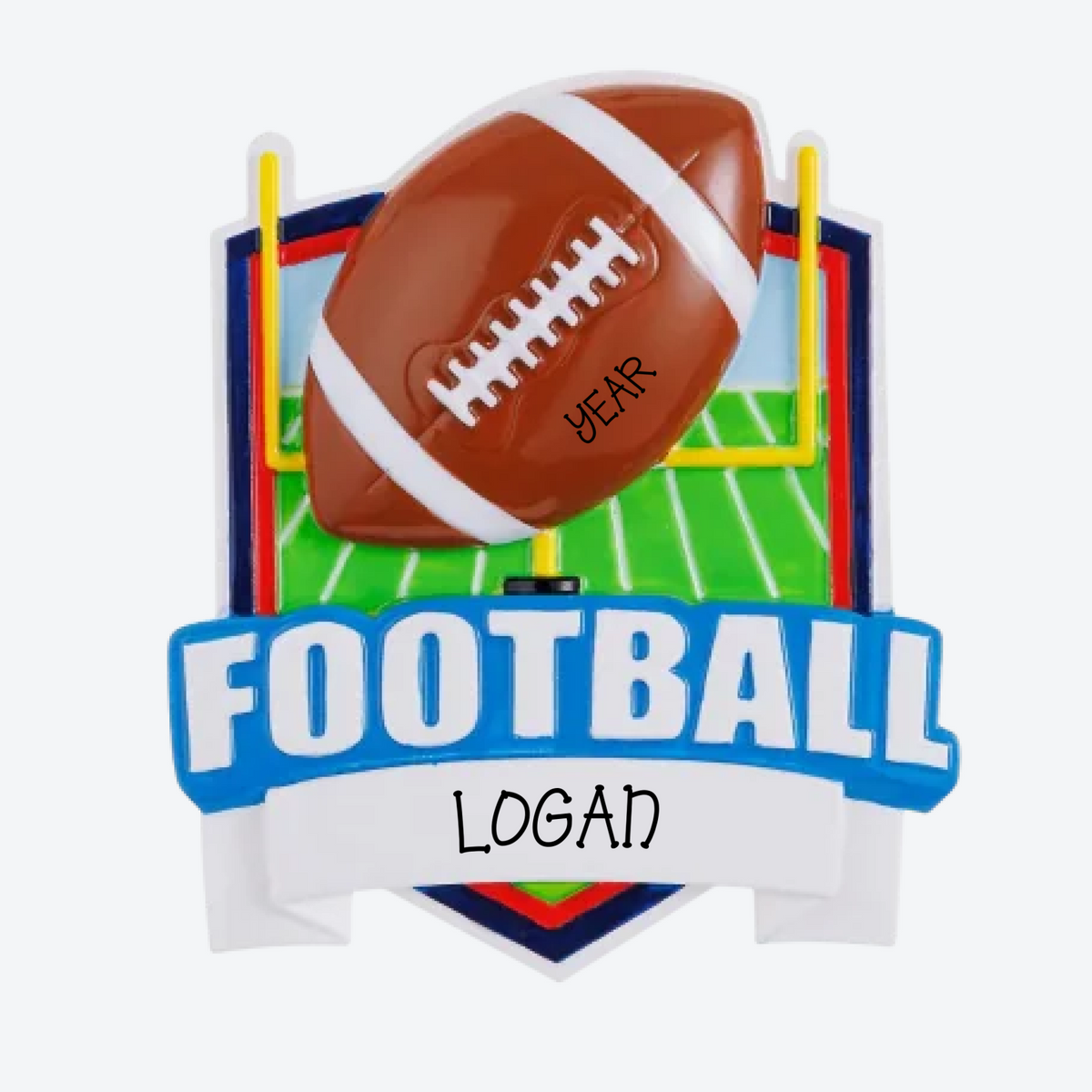 New Football Shield Personalized Christmas Ornament