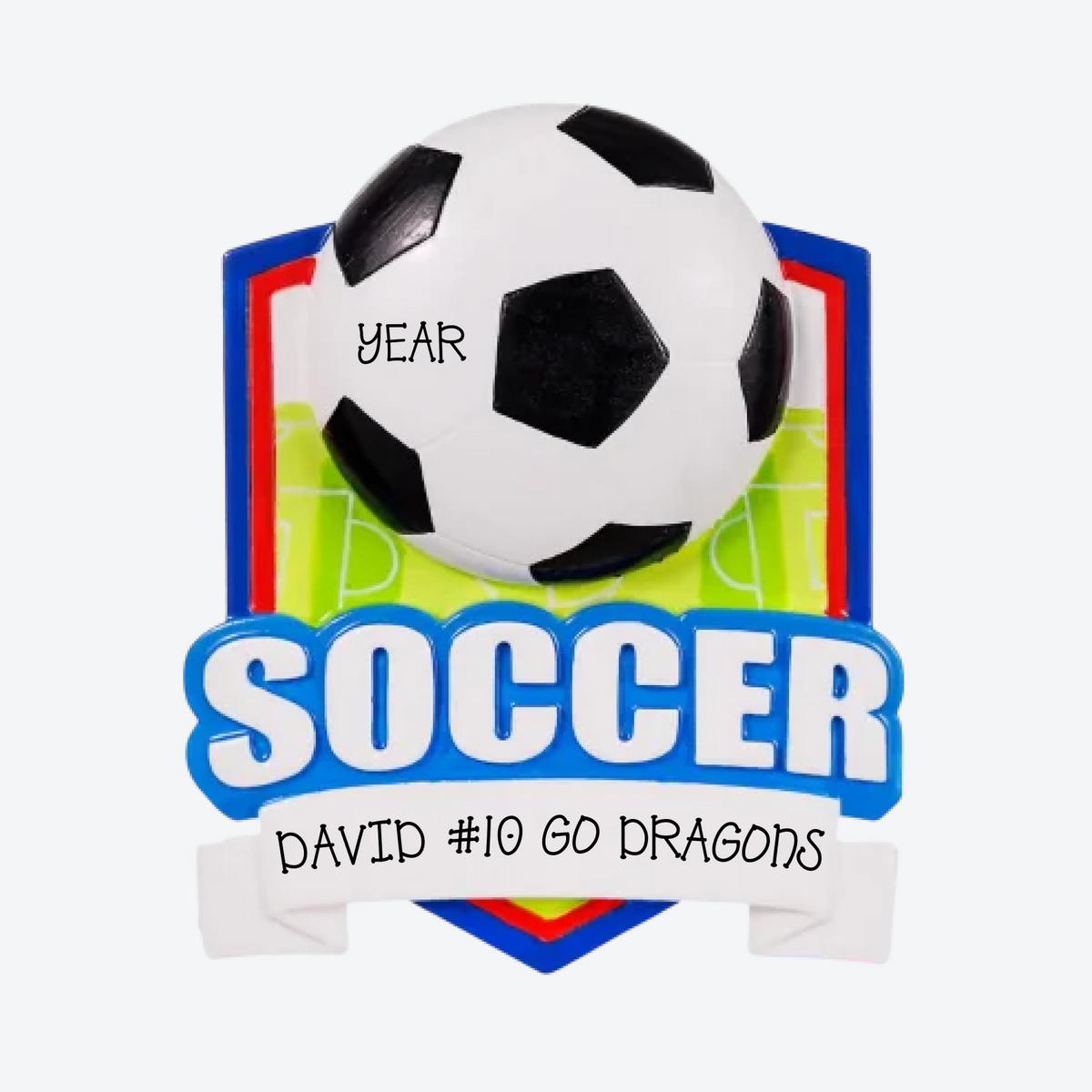 New Soccer Shield Personalized Christmas Ornament