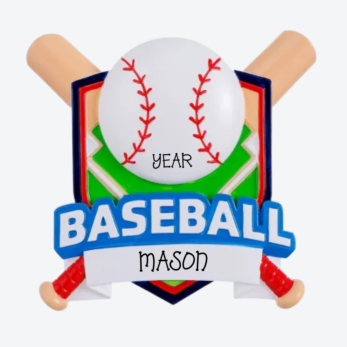 New Baseball Shield Personalized Christmas Ornament