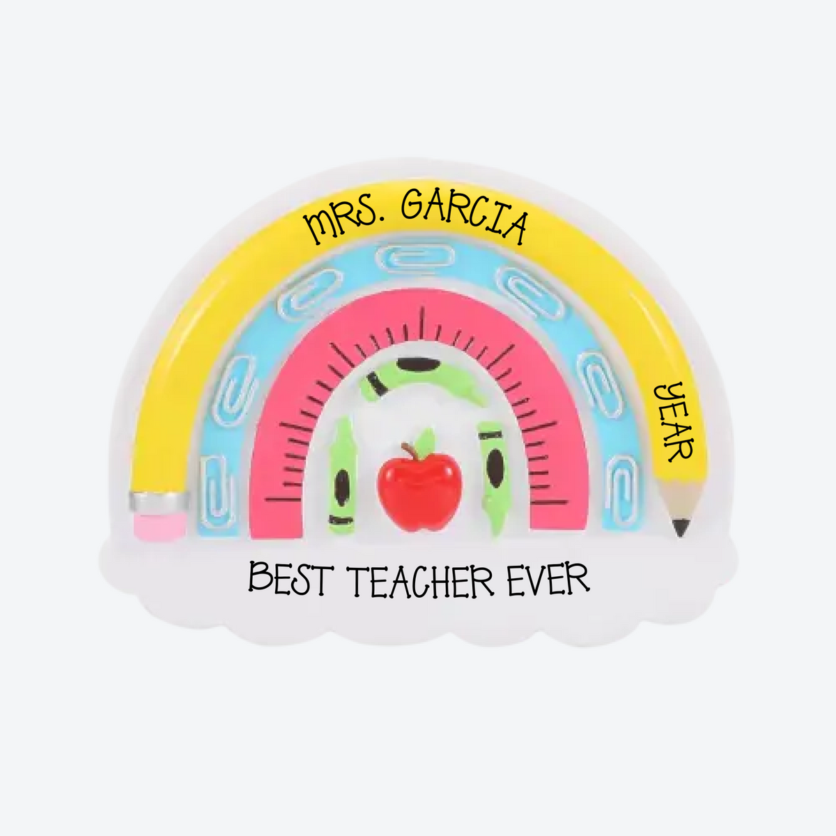 School Supplies Rainbow Personalized Christmas Ornament