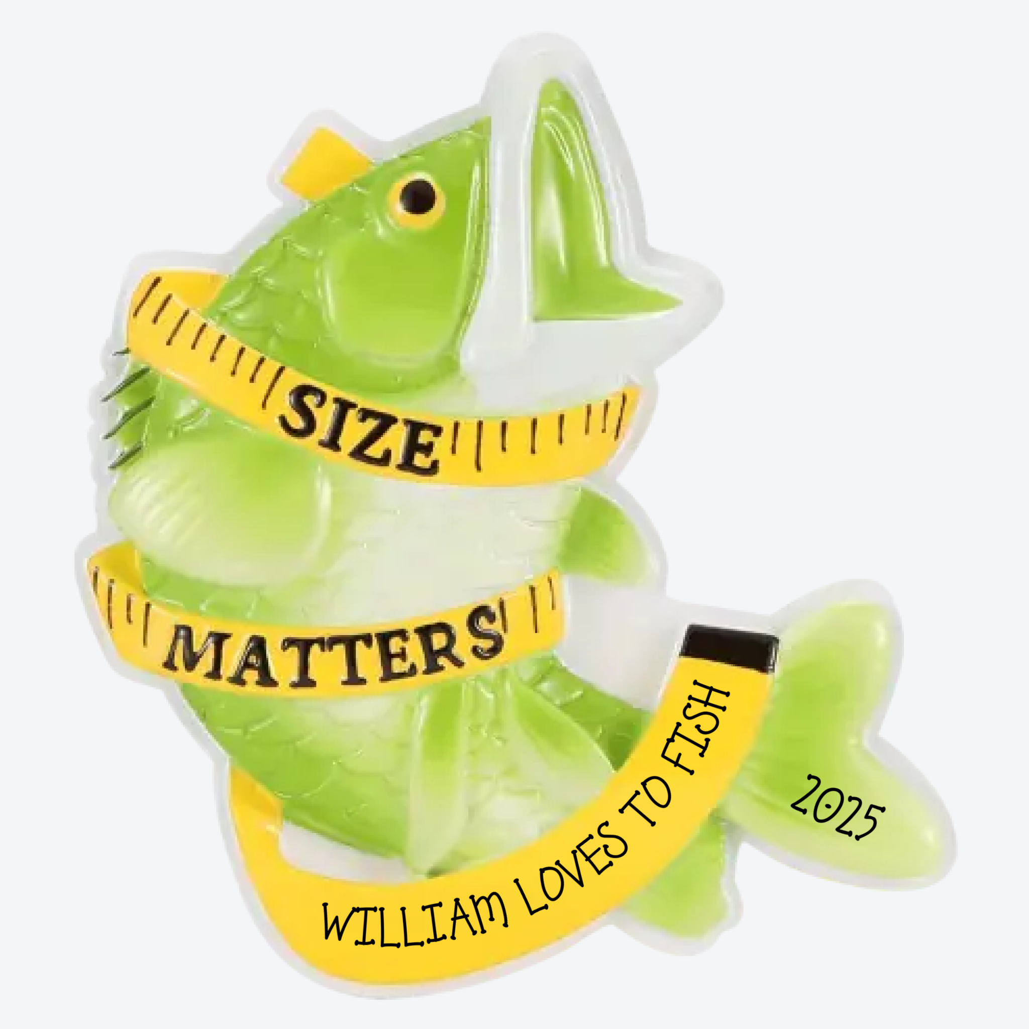 Fish Size Matters Personalized Christmas Ornament