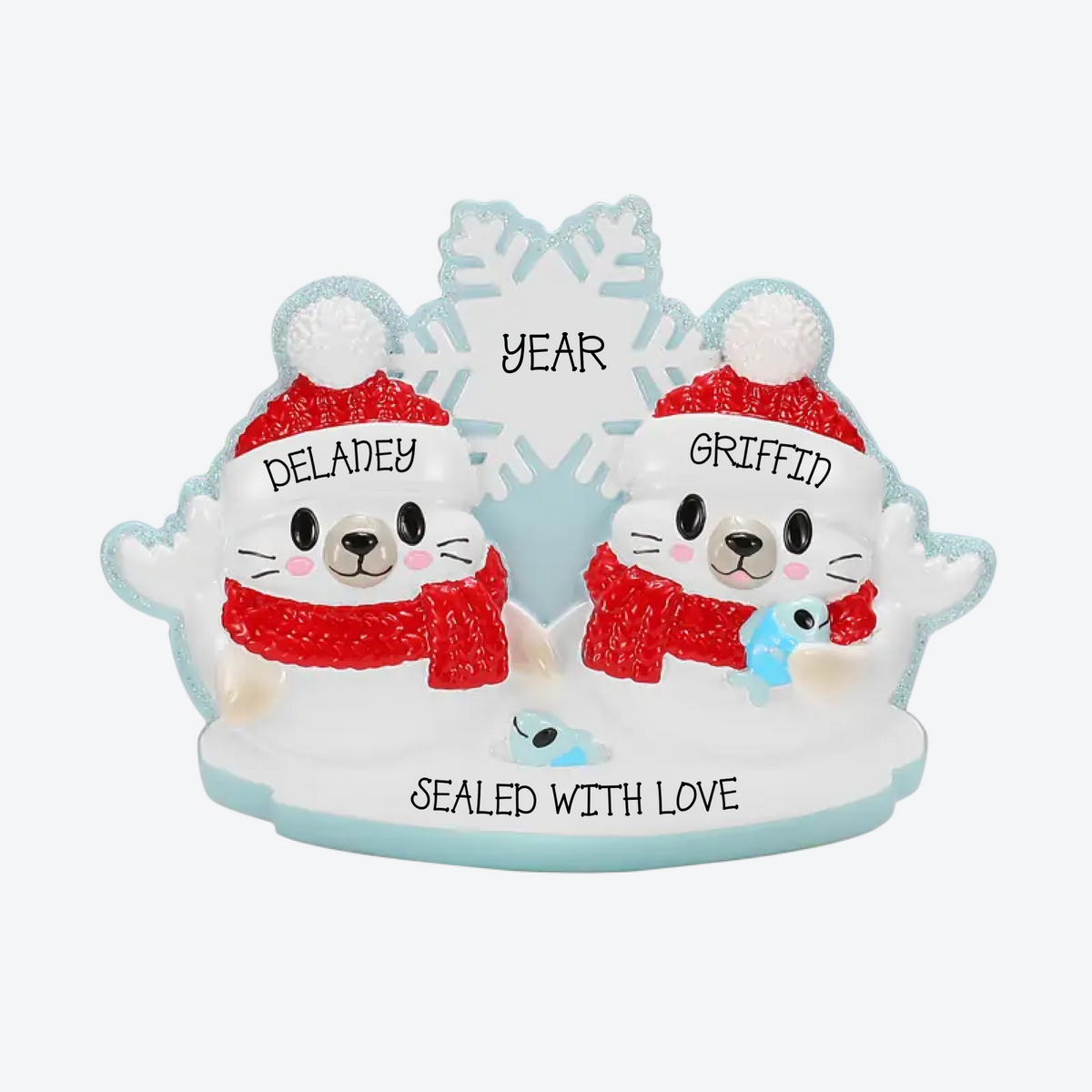 Arctic Seal Family Of 2 Personalized Christmas Ornament