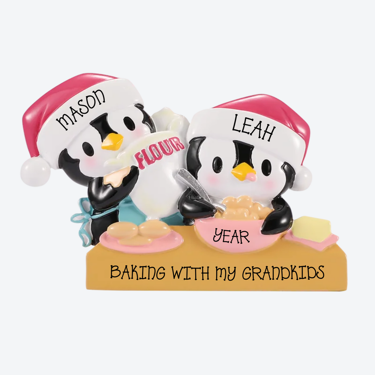 EXCLUSIVE Penguin Baking Couple Personalized Christmas Ornament
