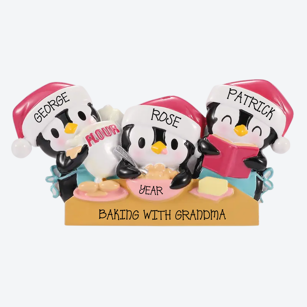 EXCLUSIVE Penguins Baking Family of 3 Personalized Christmas Ornament