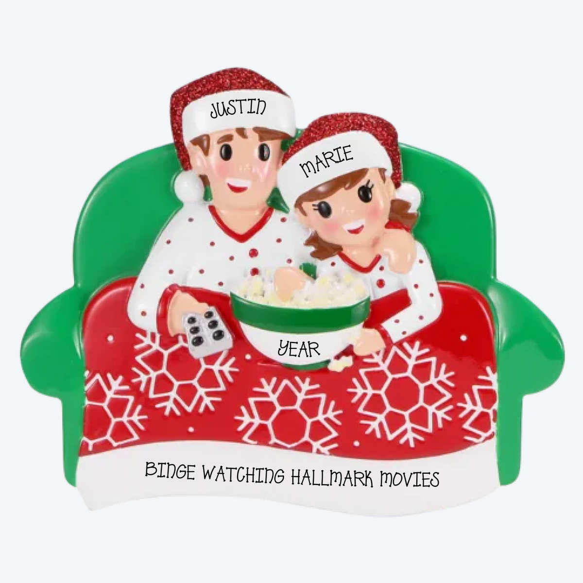 Family of 2 Movie Night Personalized Christmas Ornament