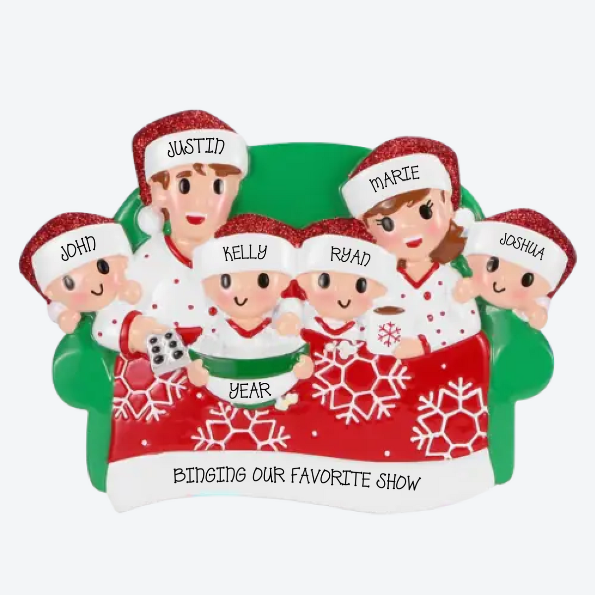 Family of 6 Movie Night Personalized Christmas Ornament