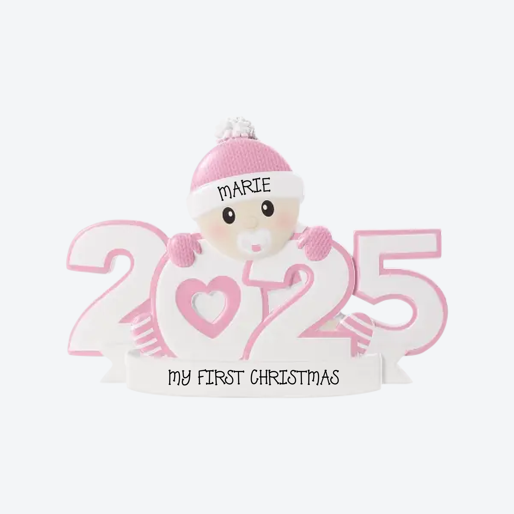New Baby 2025 Pink Personalized Christmas Ornament