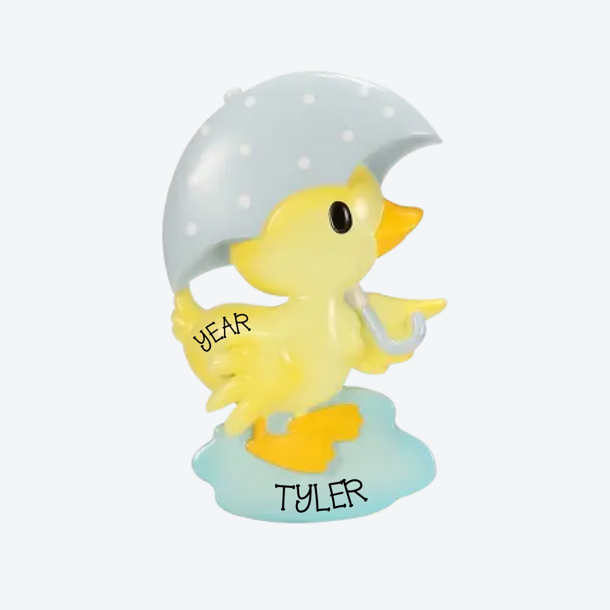 Cutesy Duck- Blue Personalized Christmas Ornament