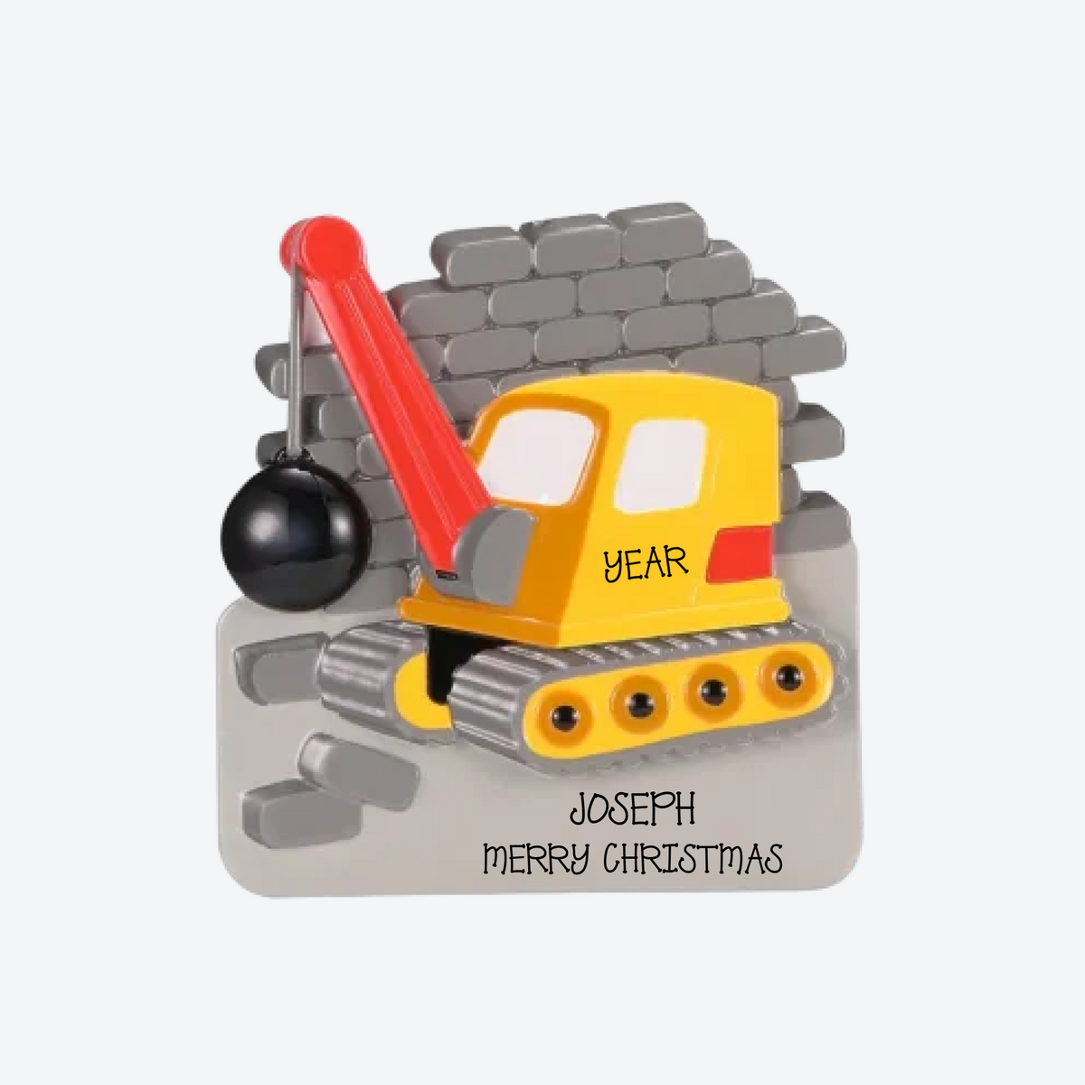 Wrecking Ball Crane Personalized Christmas Ornament