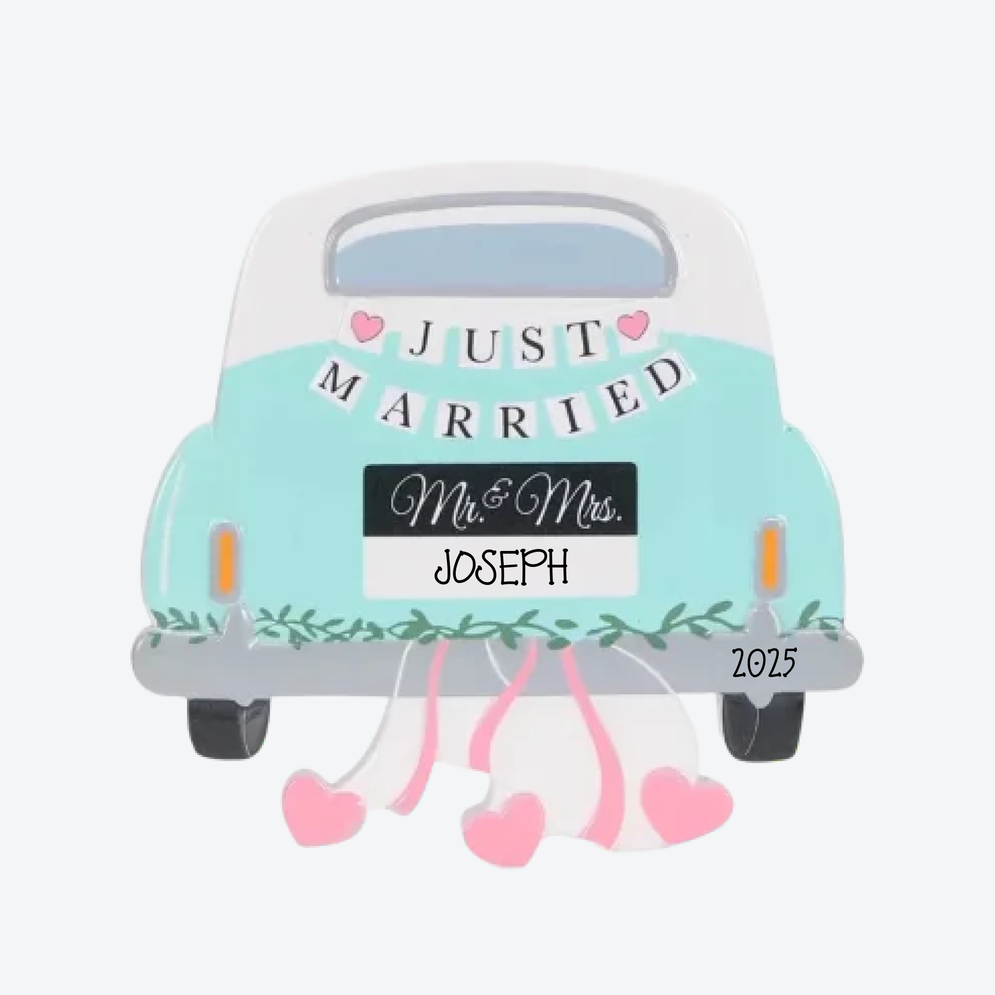 Just Married Car Personalized Christmas Ornament