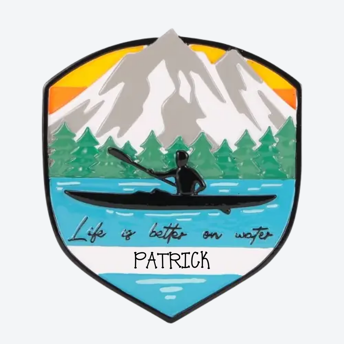 Adventure Badge Kayaking Personalized Christmas Ornament