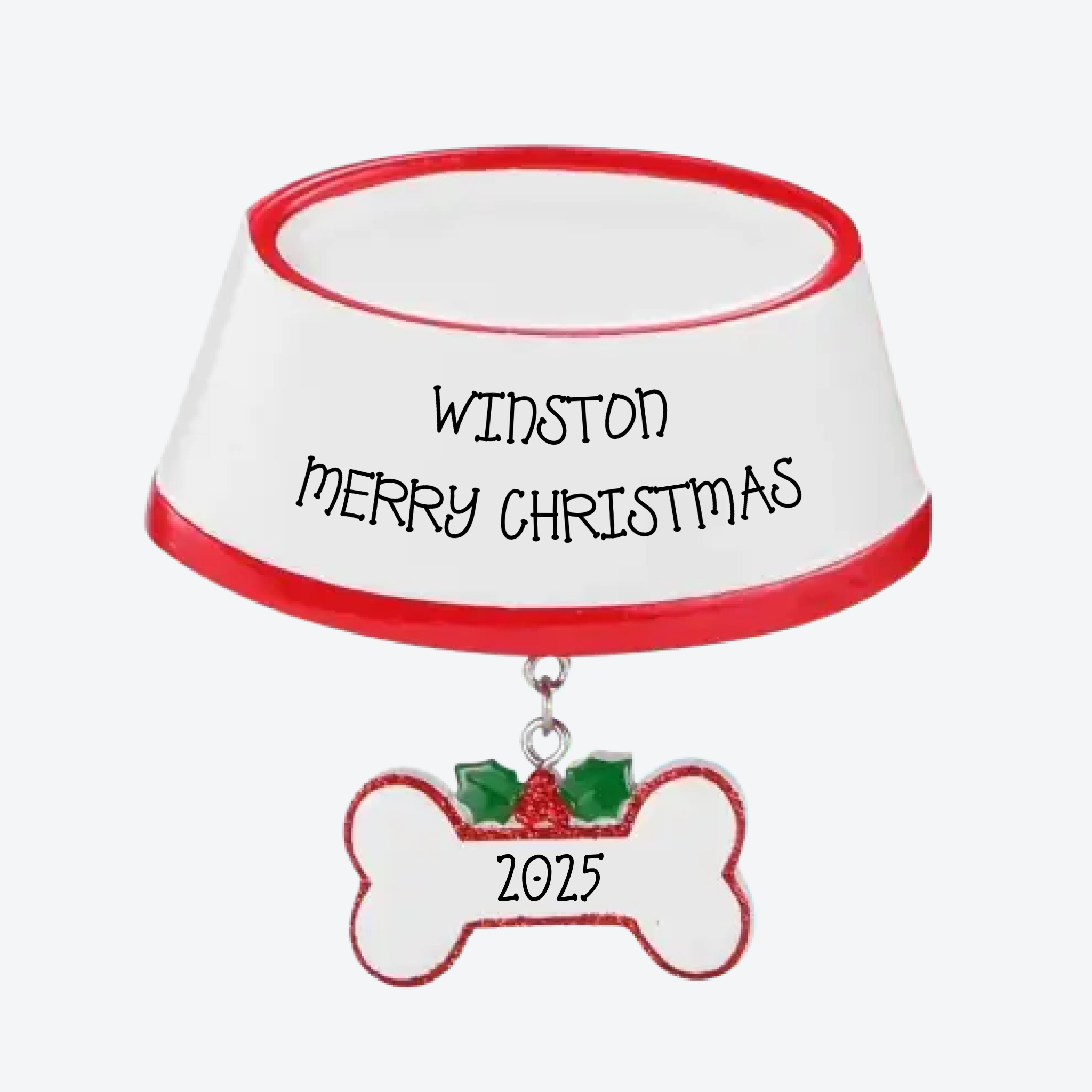 Dog Bowl Holiday Bone Personalized Christmas Ornament