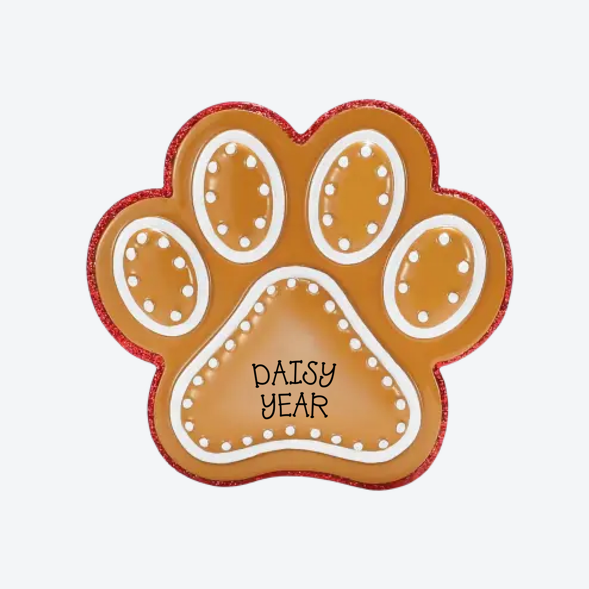 Gingerbread Paw Print Personalized Christmas Ornament