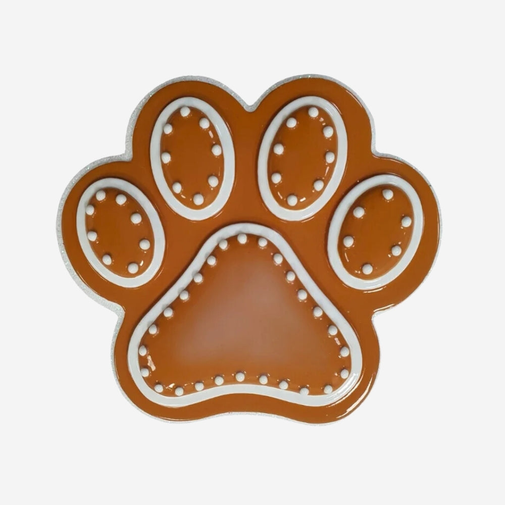 Gingerbread Paw Print Personalized Christmas Ornament