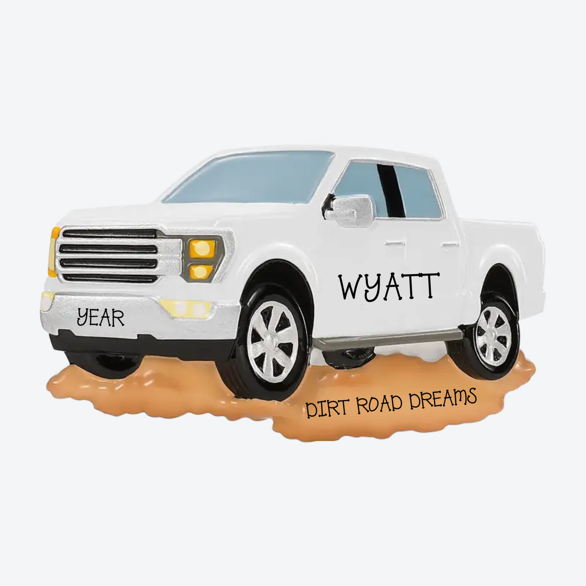 White Pick Up Truck Personalized Christmas Ornament