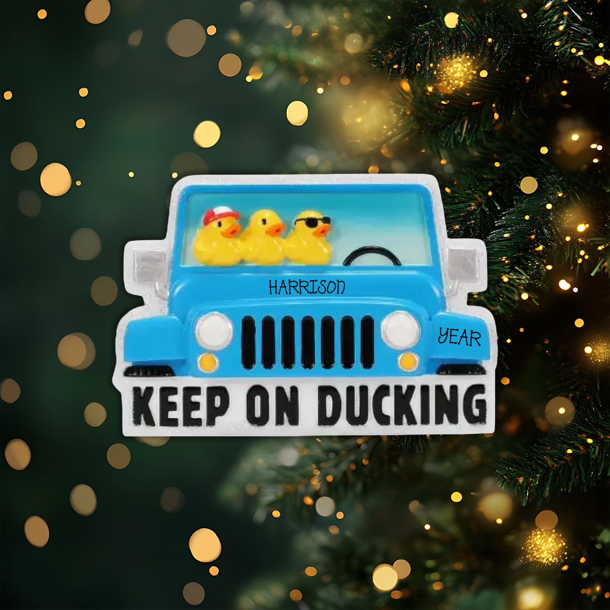 Keep on Ducking Personalized Christmas Ornament