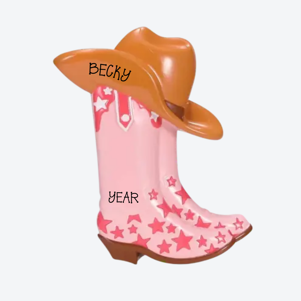 Cowboy Boot Pink Personalized Christmas Ornament