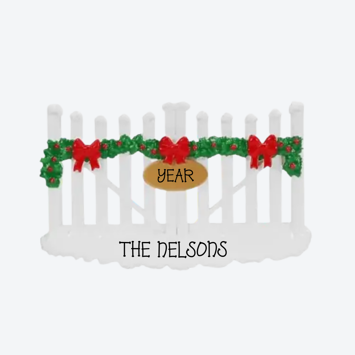 White Gate With Address Personalized Christmas Ornament