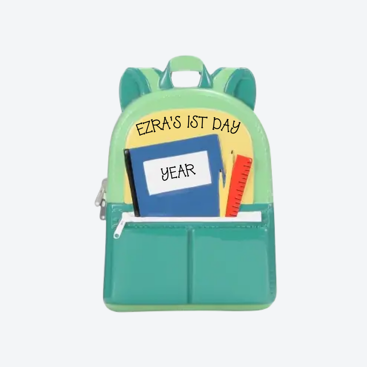 Green Backpack Personalized Christmas Ornament