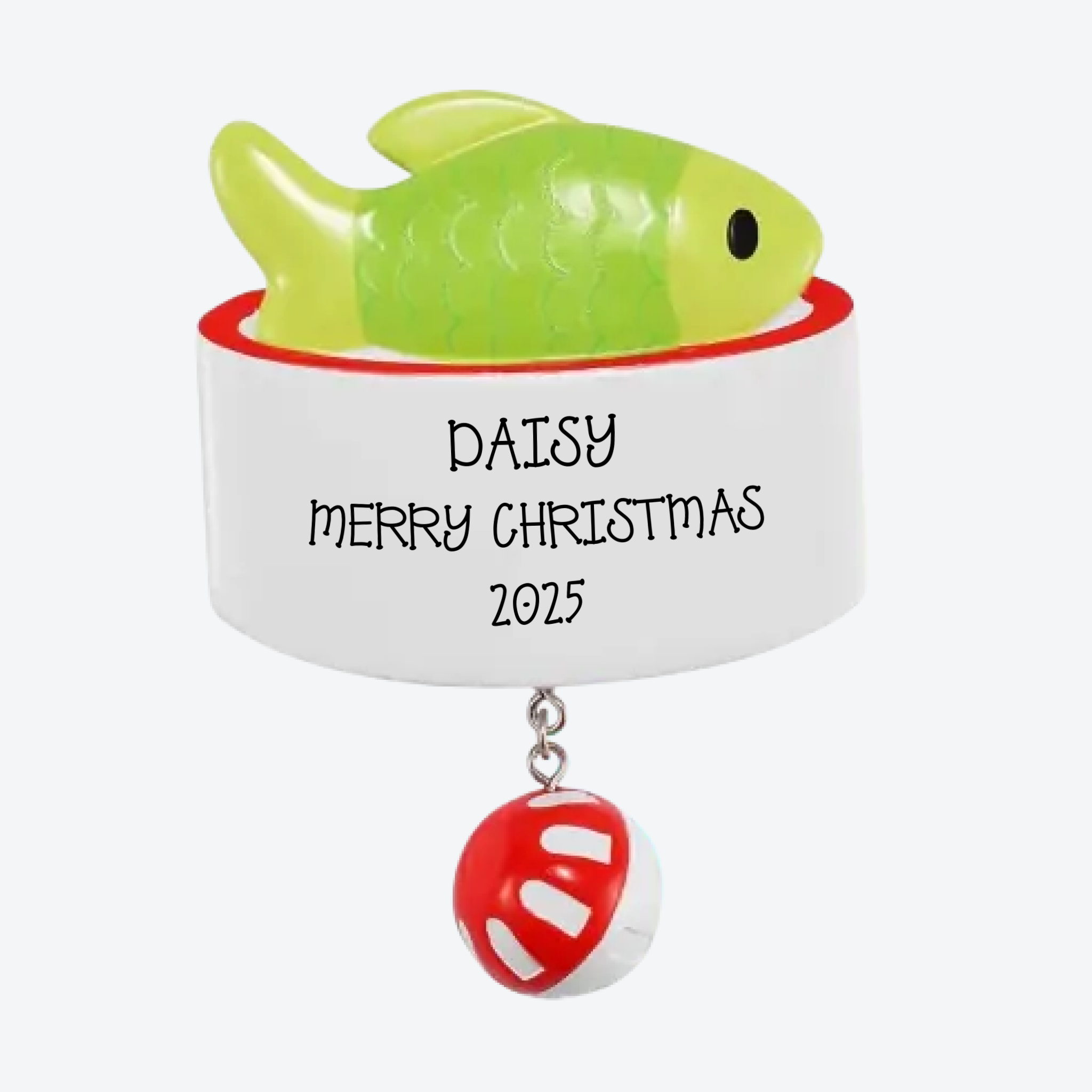 Cat Bowl With Fish Personalized Christmas Ornament