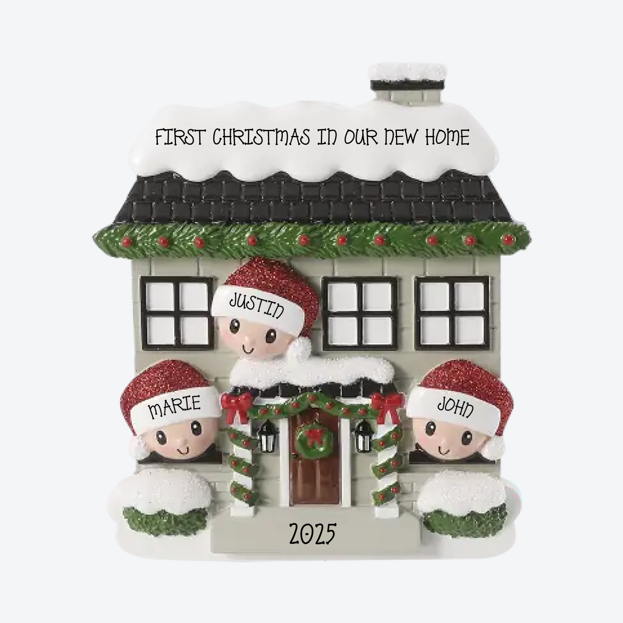 New House Family of 3 Personalized Christmas Ornament