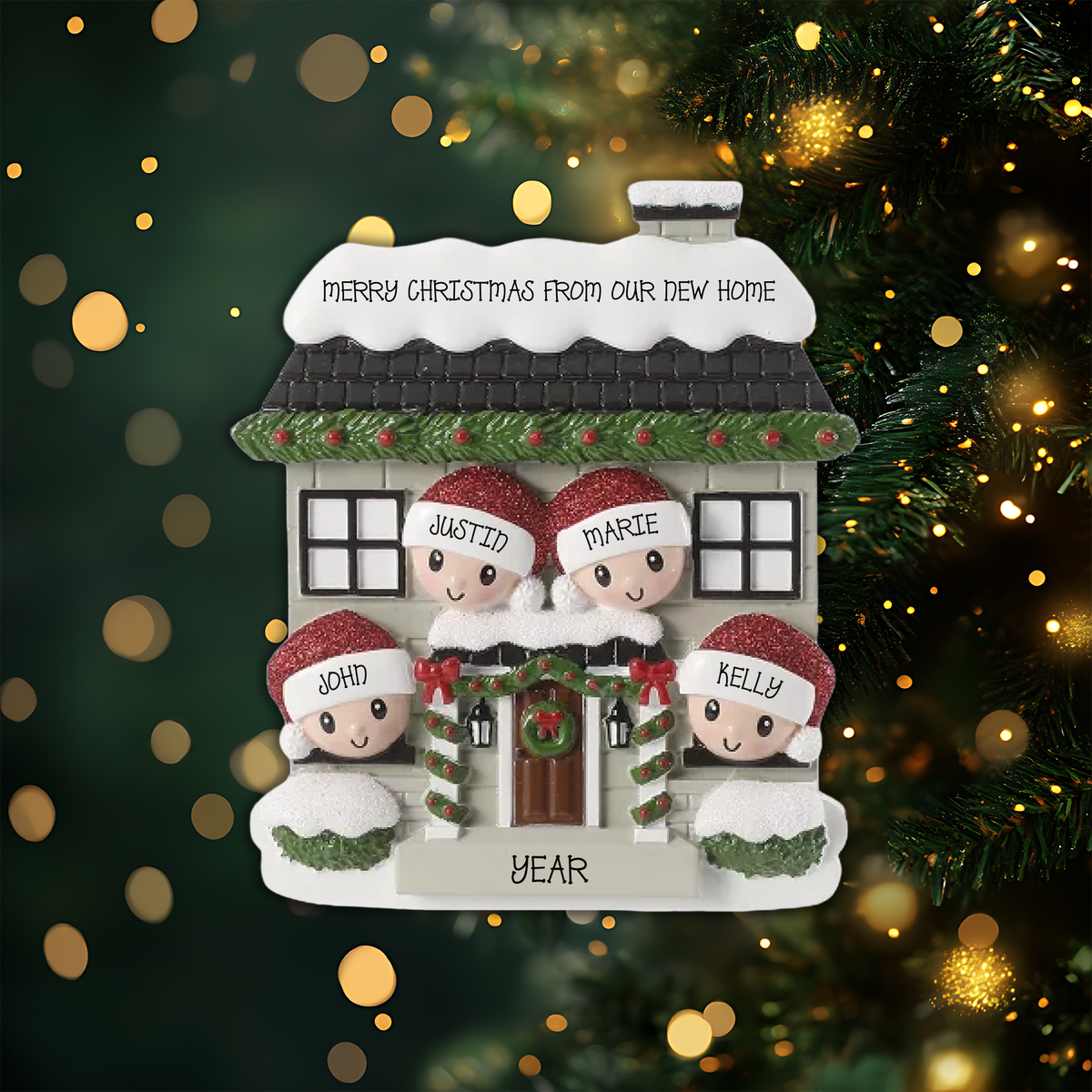 New House Family of 4 Personalized Christmas Ornament