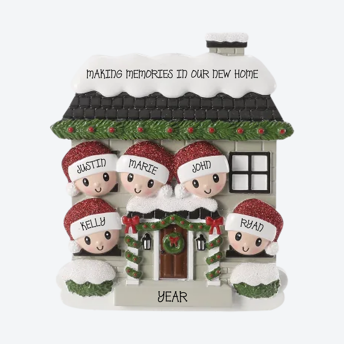 New House Family of 5 Personalized Christmas Ornament