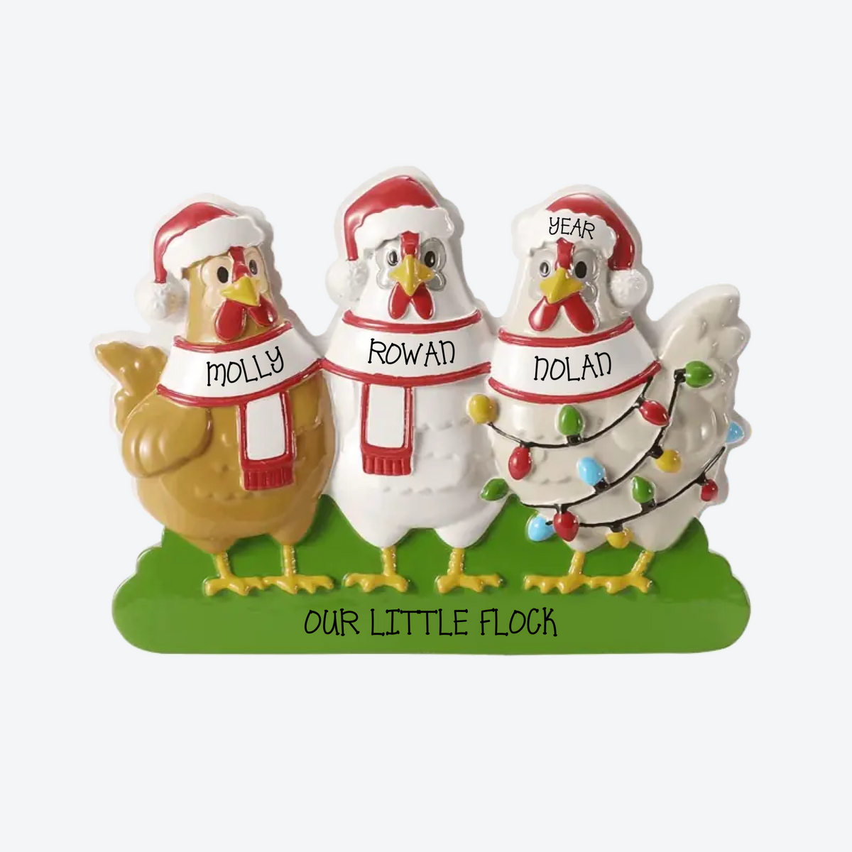 Farm Chicken Family Of 3 Personalized Christmas Ornament