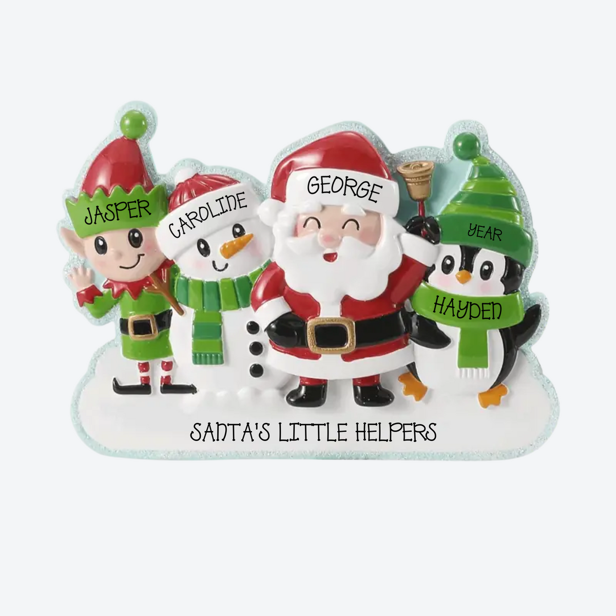 Cute Christmas Characters Family Of 4 Personalized Christmas Ornament