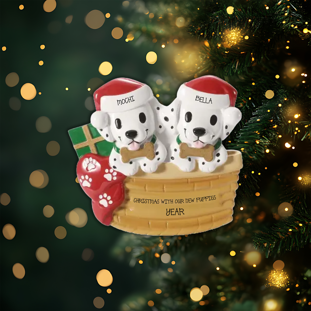 Puppy Couple Personalized Christmas Ornament