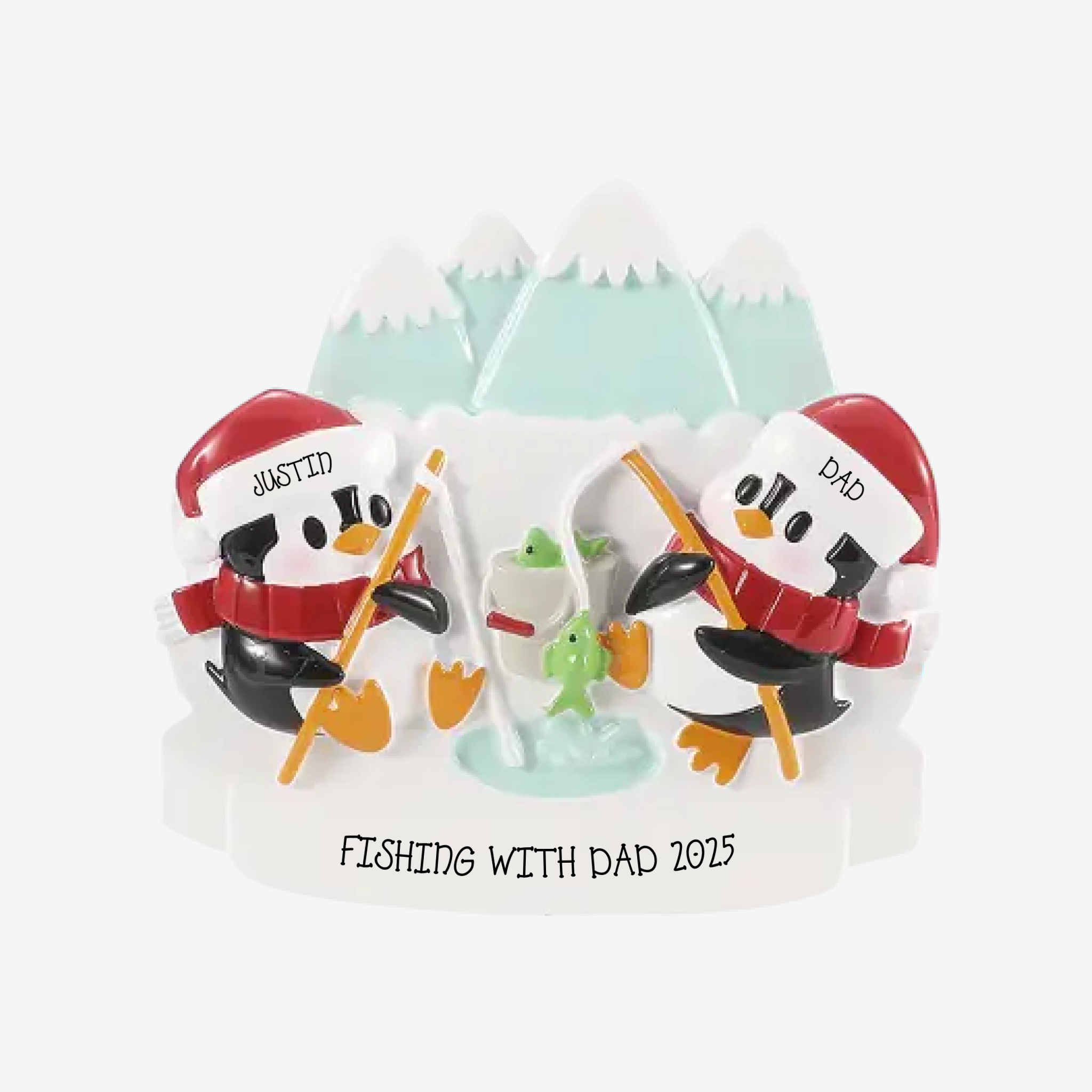 Arctic Fishing Couple Personalized Christmas Ornament