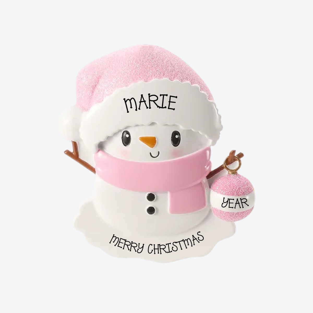Pink Baby Snowman Personalized Christmas Ornament