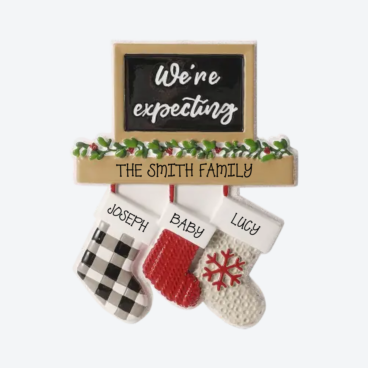 Mantle Family we are expecting Personalized Christmas Ornament