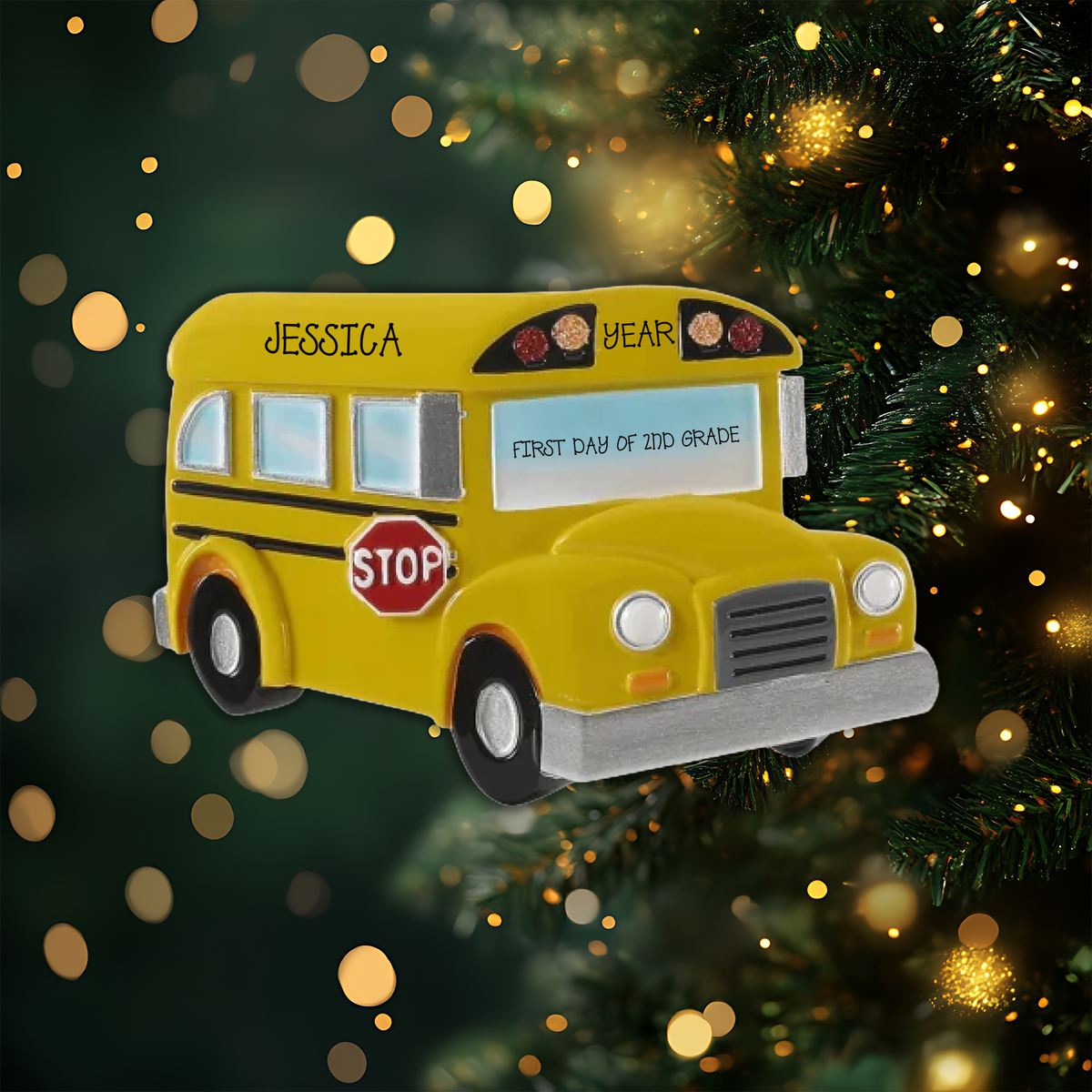 School Bus Personalized Christmas Ornament