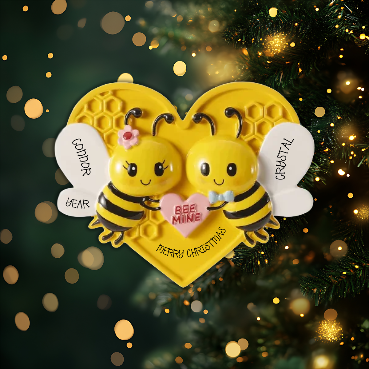 Bee Couple Personalized Christmas Ornament
