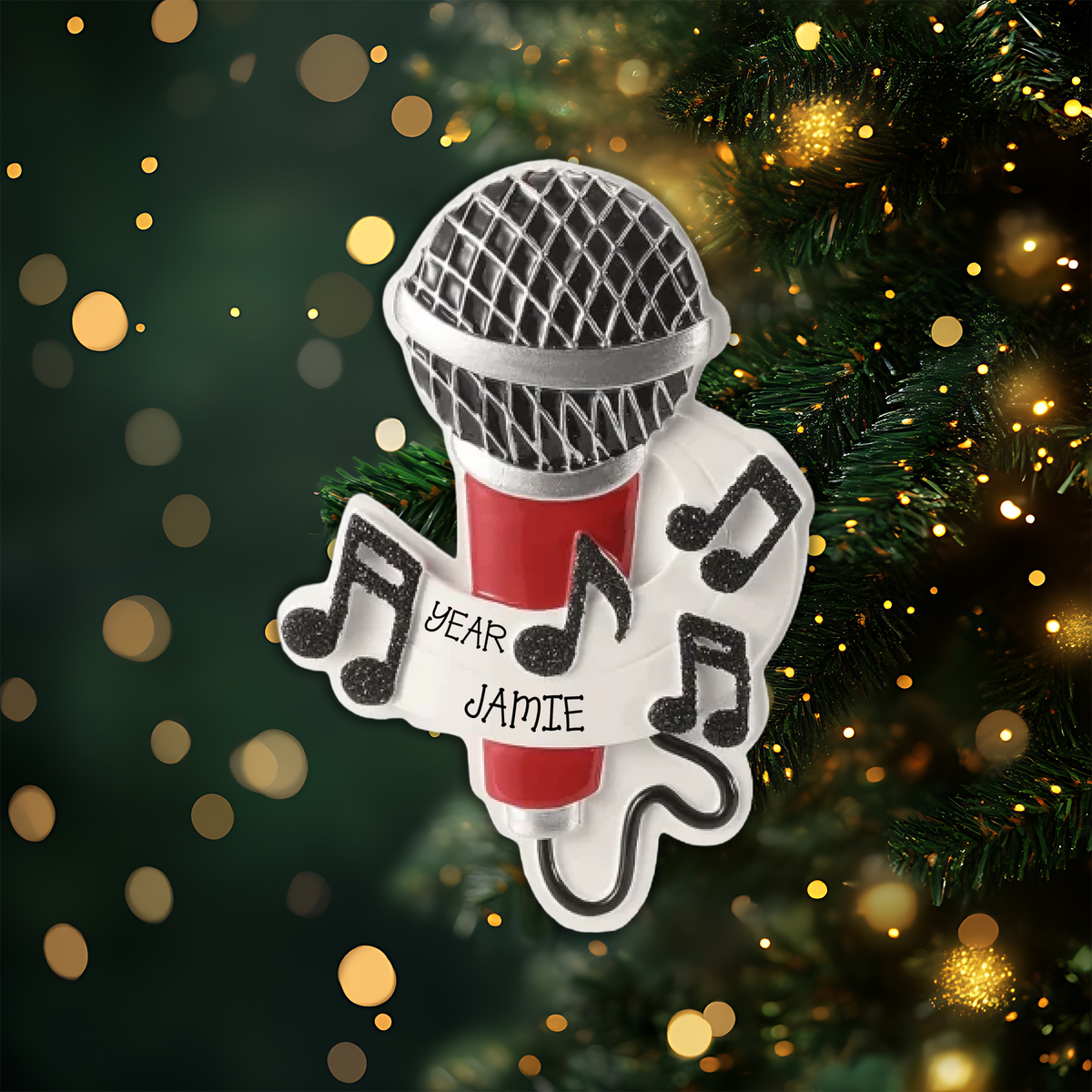Microphone Personalized Christmas Ornament