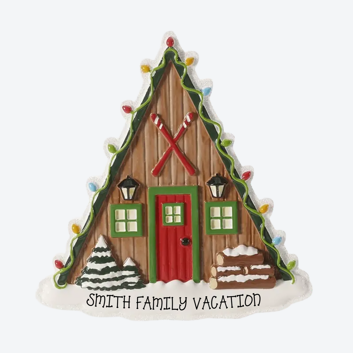Ski Lodge Personalized Christmas Ornament