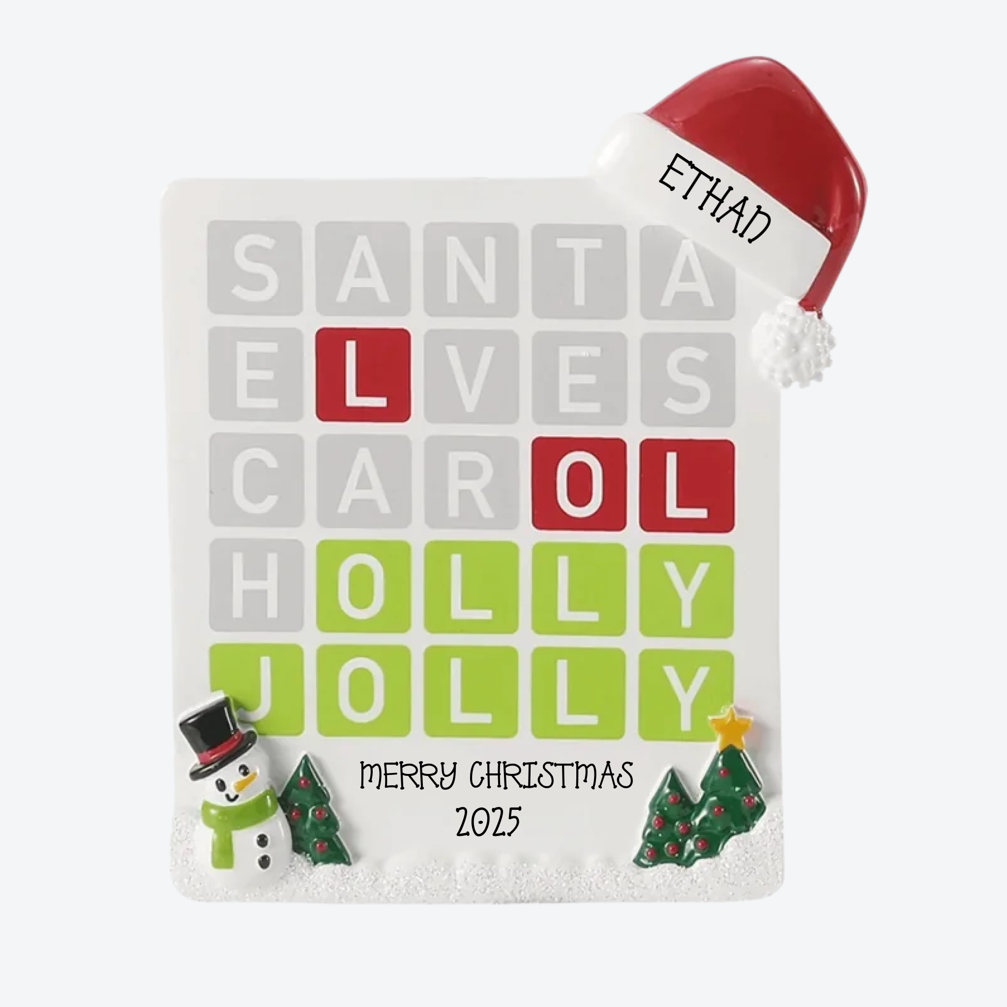 Word Game Personalized Christmas Ornament