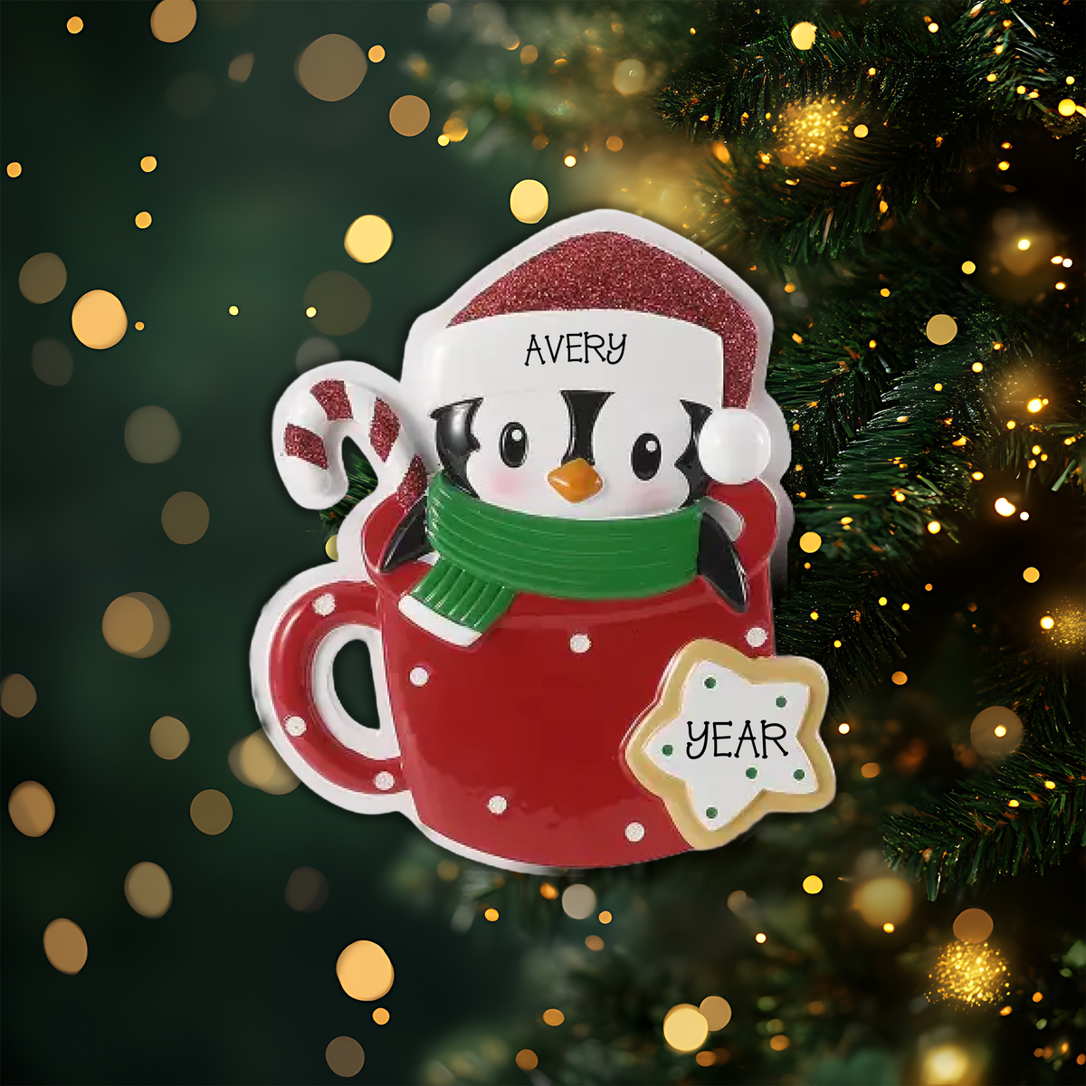 Christmas Penguin Personalized Christmas Ornament