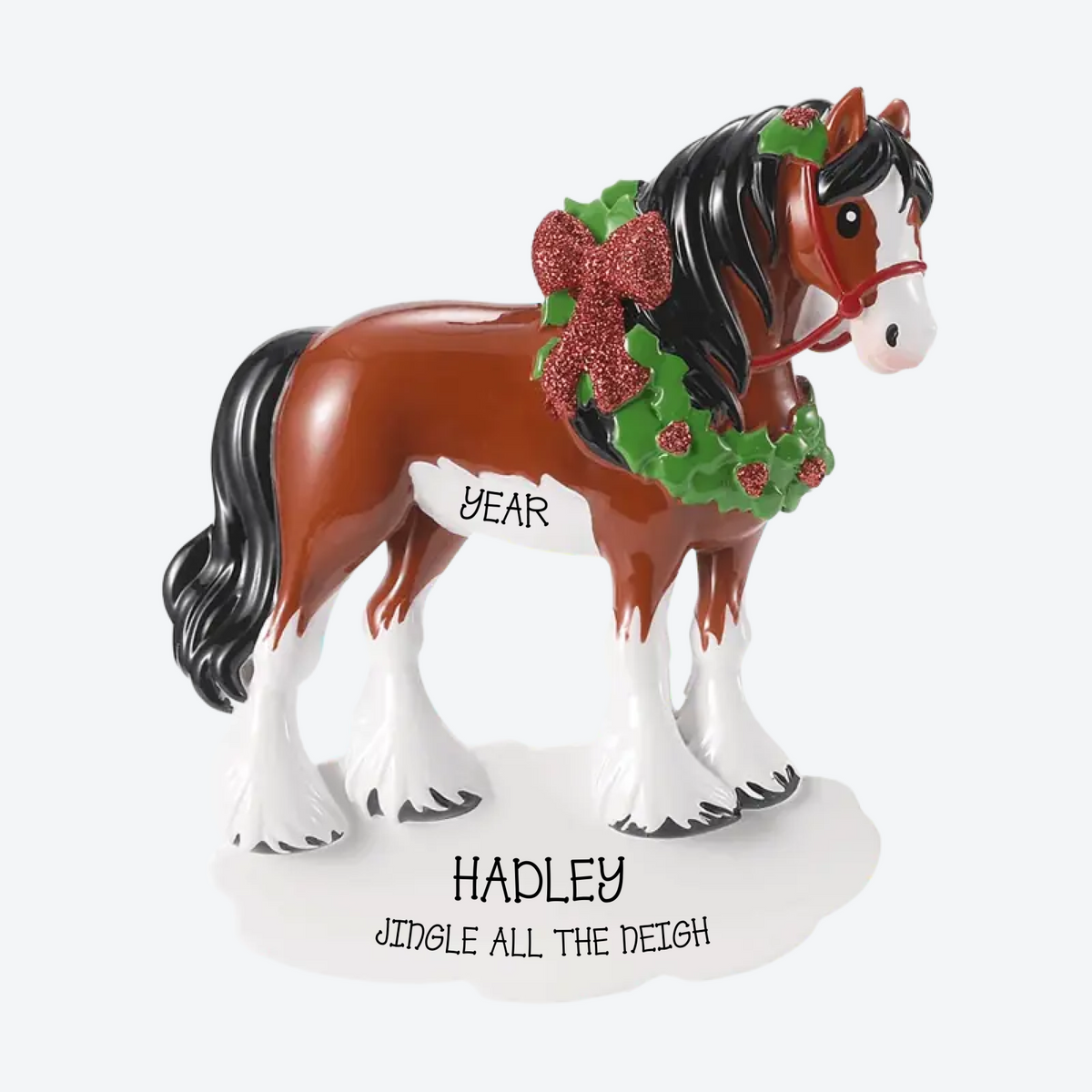 Clydsdale Horse Personalized Christmas Ornament