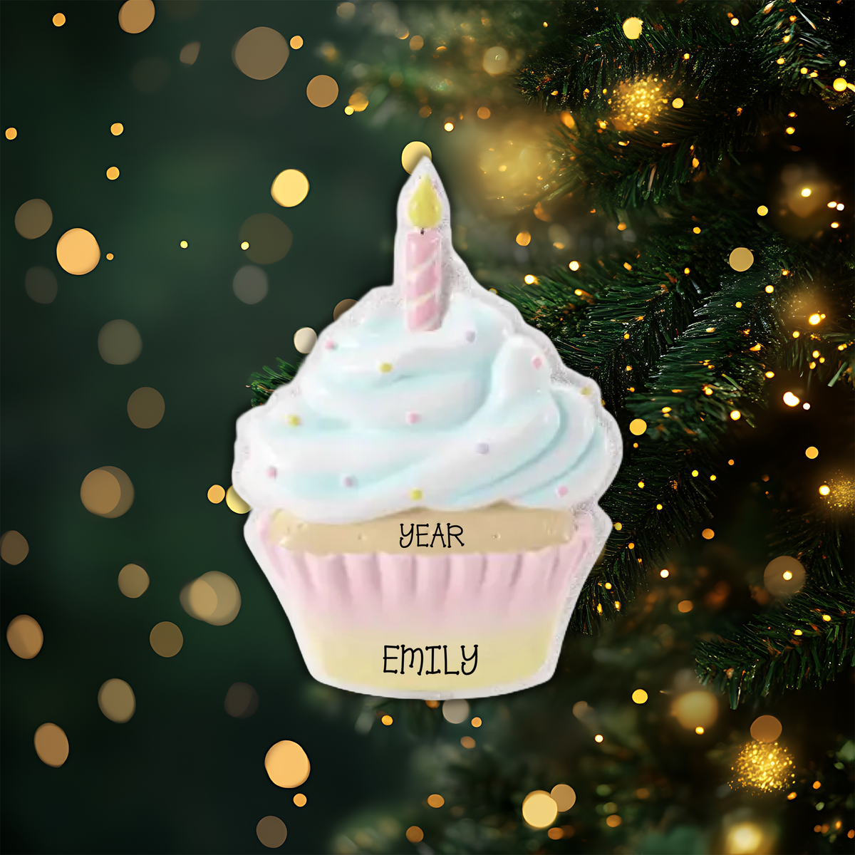 Birthday Cupcake Birthday Personalized Christmas Ornament