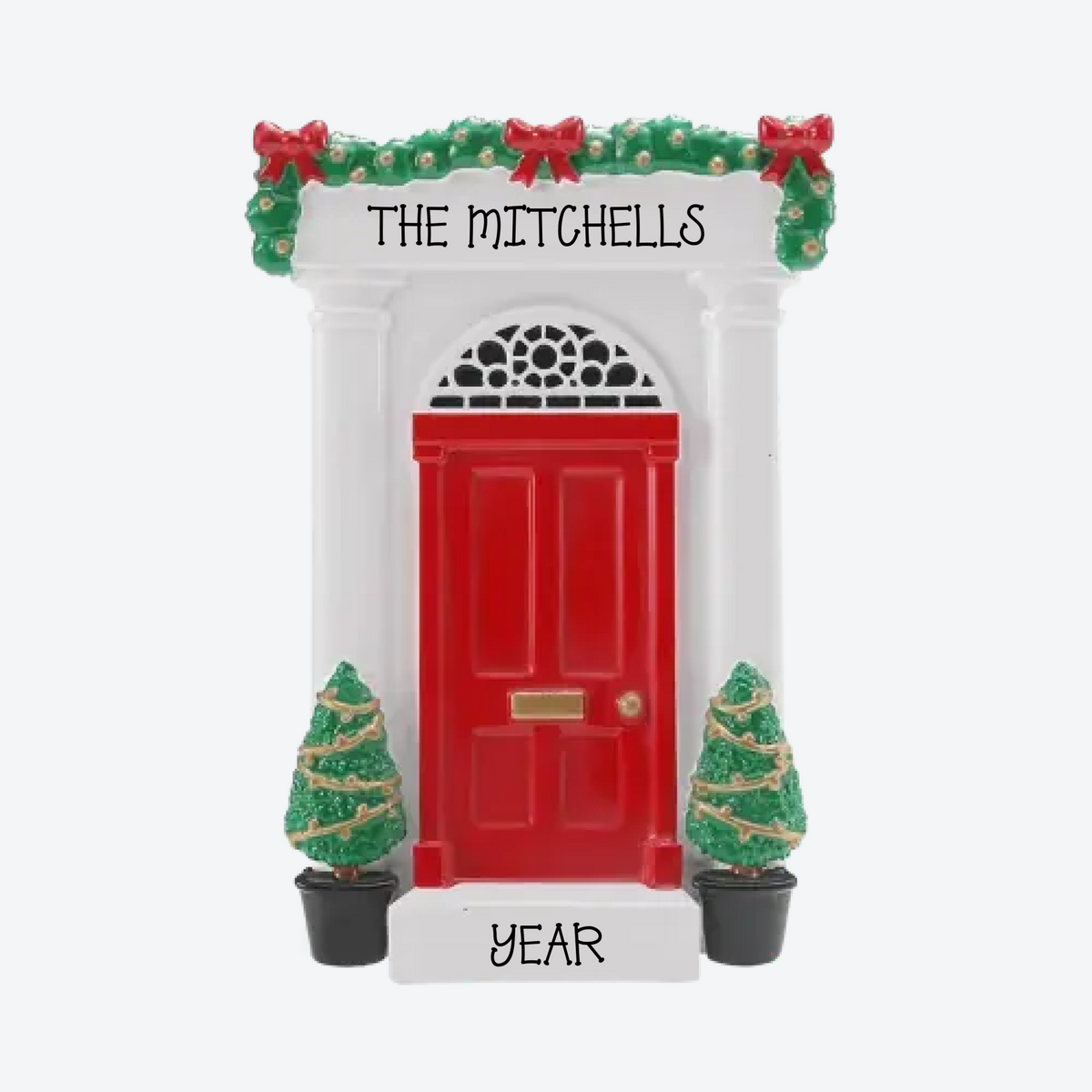 Elegant Door W/Garland Overhang Personalized Christmas Ornament