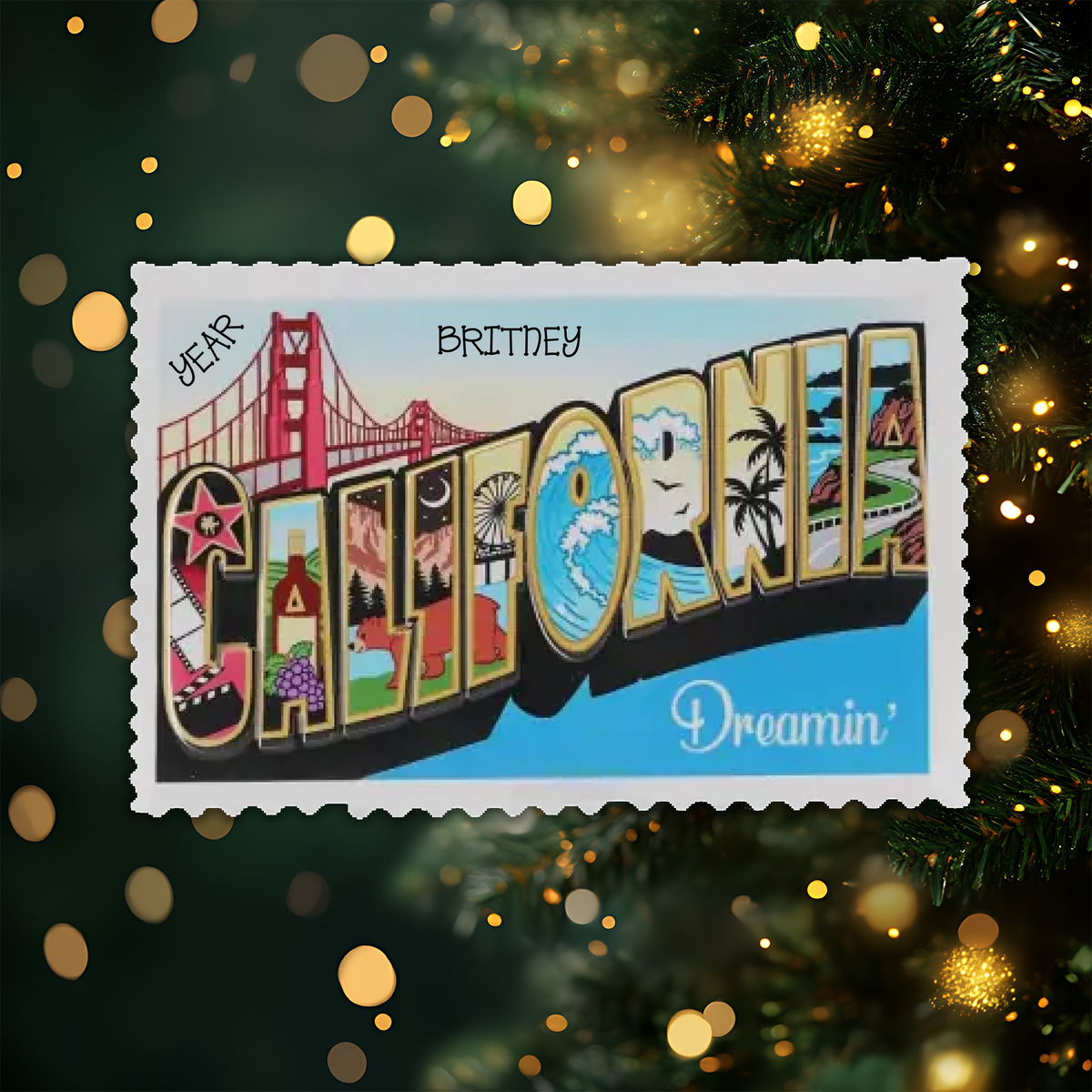 California Personalized Christmas Ornament