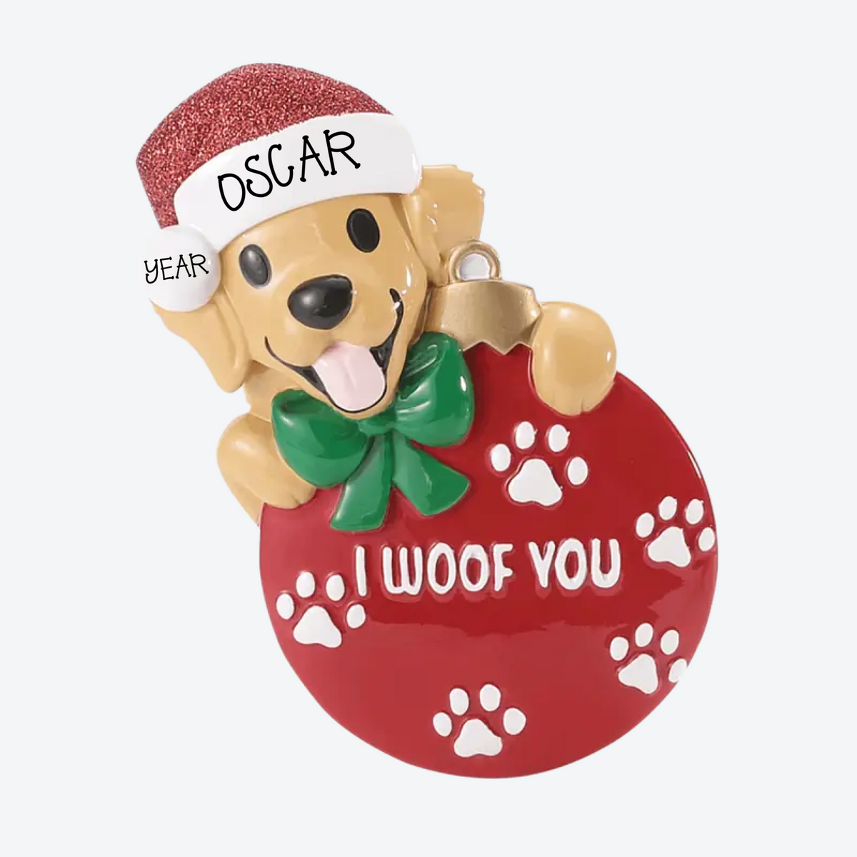 I Woof You Red Ornament Personalized Christmas Ornament